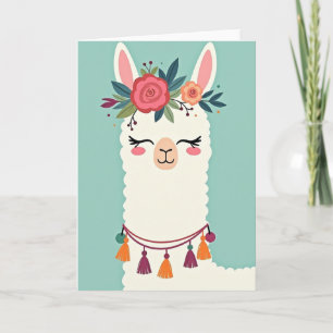 Carte d'anniversaire de lama doux