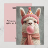 Carte d'anniversaire de lama mignonne (Devant / Derrière)