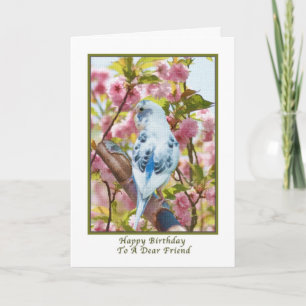 Carte d'anniversaire de l'ami avec perroquet bleu