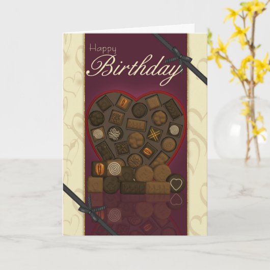 Carte d'anniversaire de l'ami - Chocolats (Fleur jaune)