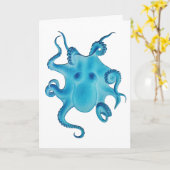 Carte d'anniversaire de l'ami de la pieuvre bleue  (Fleur jaune)