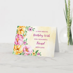 Carte d'anniversaire de l'ami Fleurs de printemps