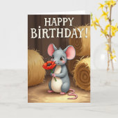 Carte d'anniversaire de l'ami gris (Fleur jaune)