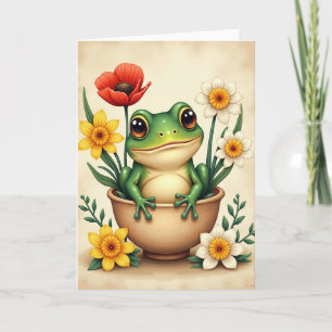 Carte d'anniversaire de l'amphibien joyeux