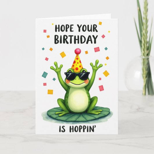 Carte d'anniversaire de l'amphibien vert (Devant)