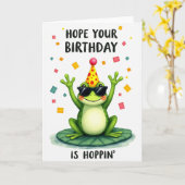 Carte d'anniversaire de l'amphibien vert (Fleur jaune)
