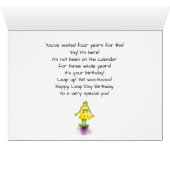 Carte d'anniversaire de l'année bissextile (Intérieur Horizontal (Bas))