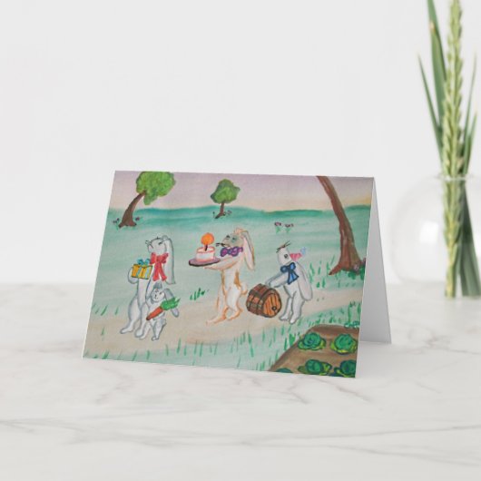 Carte d'anniversaire de lapin (Devant)