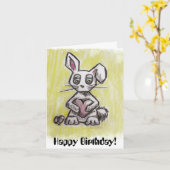 Carte d'anniversaire de lapin (Fleur jaune)