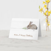 Carte d'anniversaire de lapin (Fleur jaune)