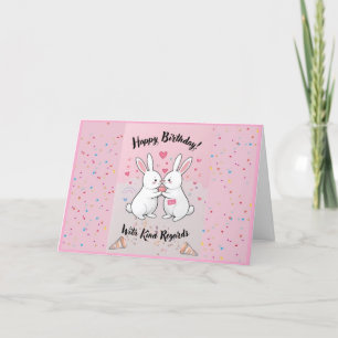 Carte d'anniversaire de lapin adorable