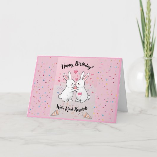 Carte d'anniversaire de lapin adorable (Devant)