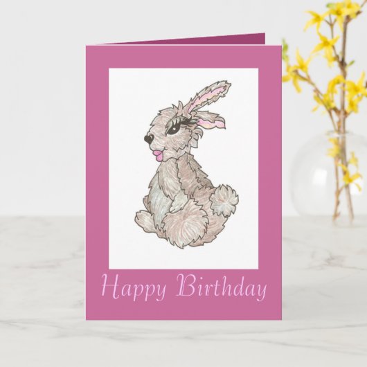 Carte d'anniversaire de lapin de diva (Fleur jaune)