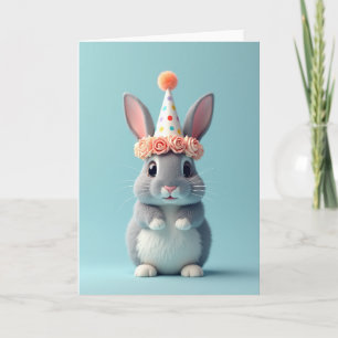 Carte d'anniversaire de lapin duveteux