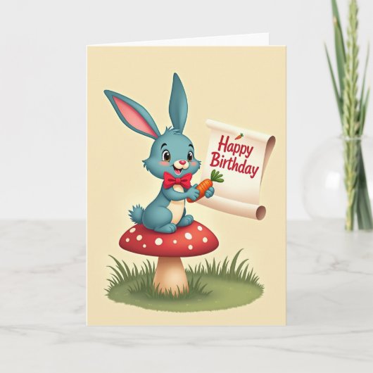 Carte d'anniversaire de lapin joyeux (Devant)