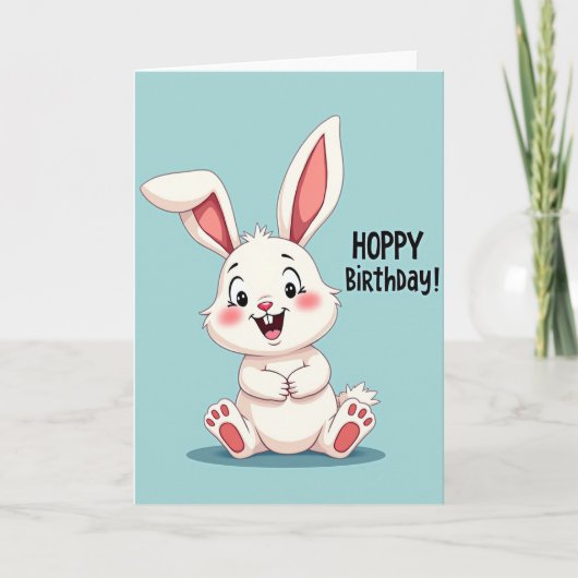 Carte d'anniversaire de lapin joyeux (Devant)