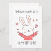 carte d'anniversaire de lapin mignon  (Devant / Derrière)