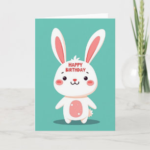 Carte d'anniversaire de lapin mignon