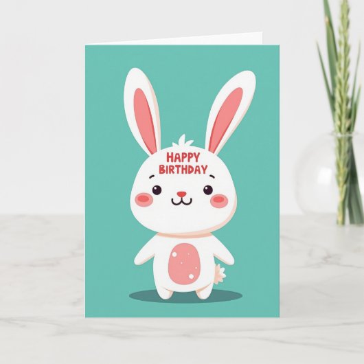 Carte d'anniversaire de lapin mignon (Devant)