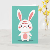 Carte d'anniversaire de lapin mignon (Fleur jaune)