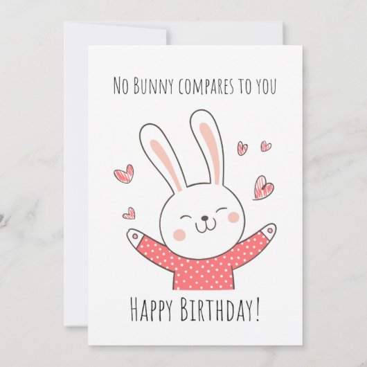 carte d'anniversaire de lapin mignonne (Dos)
