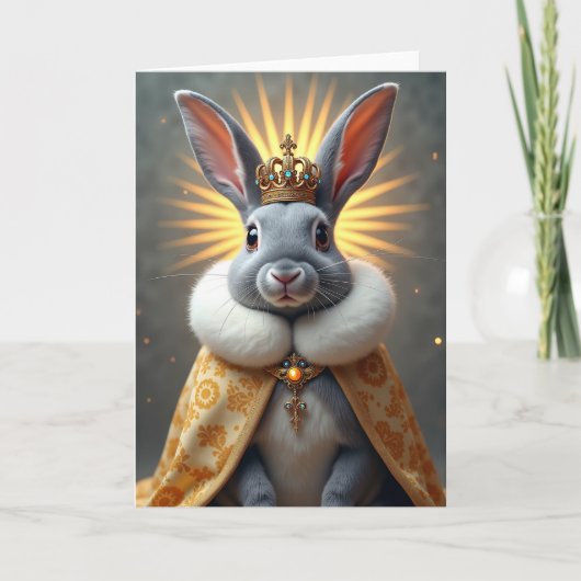 Carte d'anniversaire de lapin royal (Devant)