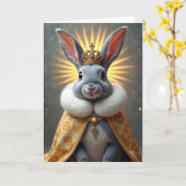 Carte d'anniversaire de lapin royal (Fleur jaune)