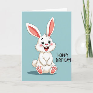 Carte d'anniversaire de lapin souriant