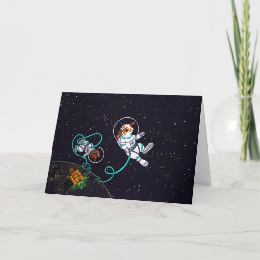 Carte d'anniversaire de lapins spatiaux (Devant)