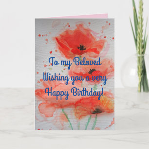 Carte d'anniversaire de l'aquarelle Bright Red Pop
