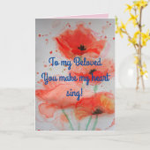 Carte d'anniversaire de l'aquarelle Bright Red Pop (Fleur jaune)