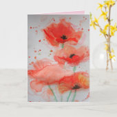 Carte d'anniversaire de l'aquarelle Bright Red Pop (Fleur jaune)