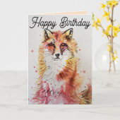 Carte d'anniversaire de l'Aquarelle Red Fox (Fleur jaune)