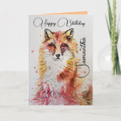 Carte d'anniversaire de l'Aquarelle Red Fox (Devant)