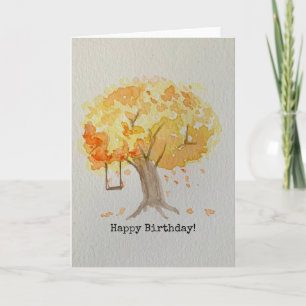 Carte d'anniversaire de l'arbre à balançoire d'aut