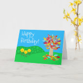 Carte d'anniversaire de l'arbre d'automne nouvelle (Fleur jaune)