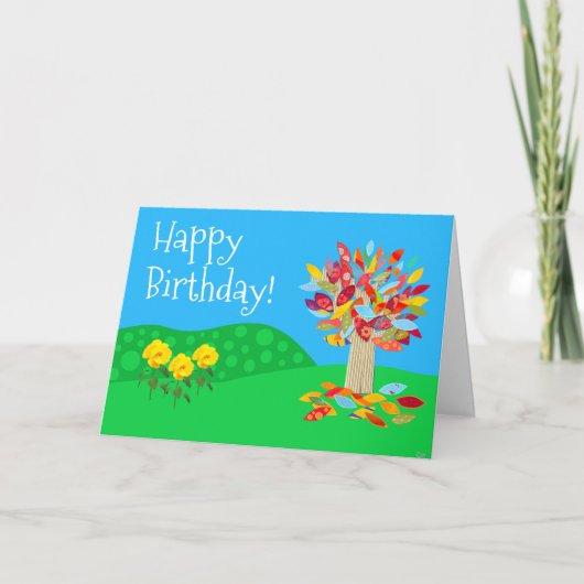 Carte d'anniversaire de l'arbre d'automne nouvelle (Devant)