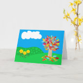 Carte d'anniversaire de l'arbre d'automne par Jo I (Fleur jaune)