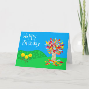 Carte d'anniversaire de l'arbre d'automne version 