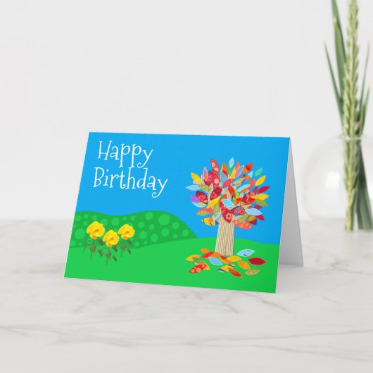 Carte d'anniversaire de l'arbre d'automne version  (Devant)