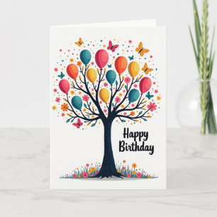 Carte d'anniversaire de l'arbre de fête