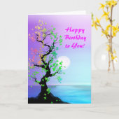 Carte d'anniversaire de l'arbre de vie (Fleur jaune)