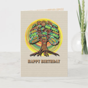 Carte d'anniversaire de l'arbre vibrant