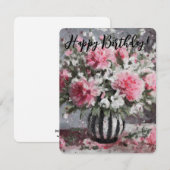 Carte d'anniversaire de l'arrangement de fleurs d' (Devant / Derrière)
