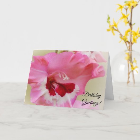 Carte d'anniversaire de l'art floral rose et magen (Fleur jaune)