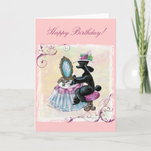 Carte d'anniversaire de l'art rétro Black Poodir B