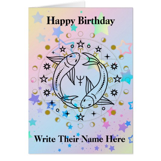 Carte d'anniversaire de l'astrologie de Pisces 19 (Devant)