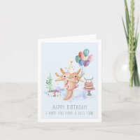 Carte d'anniversaire de l'Axolotl Aquarelle