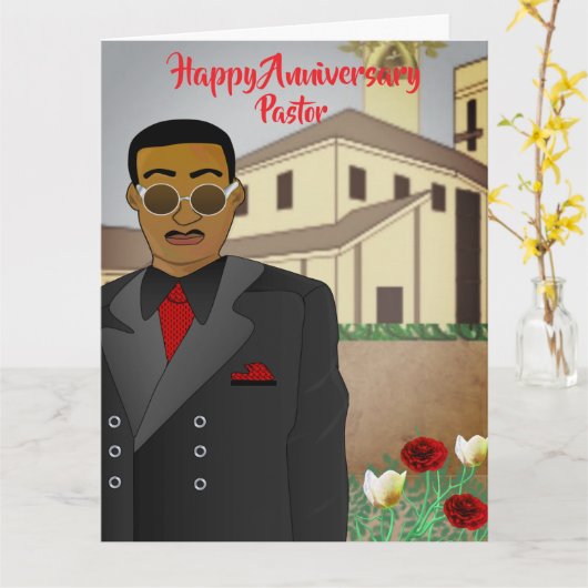 Carte d'anniversaire de l'église du pasteur afro-a (Fleur jaune)