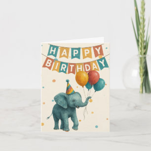 Carte d'anniversaire de l'éléphant - Adorable fête